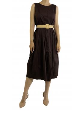 Vestito lungo smanicato tinta unita 